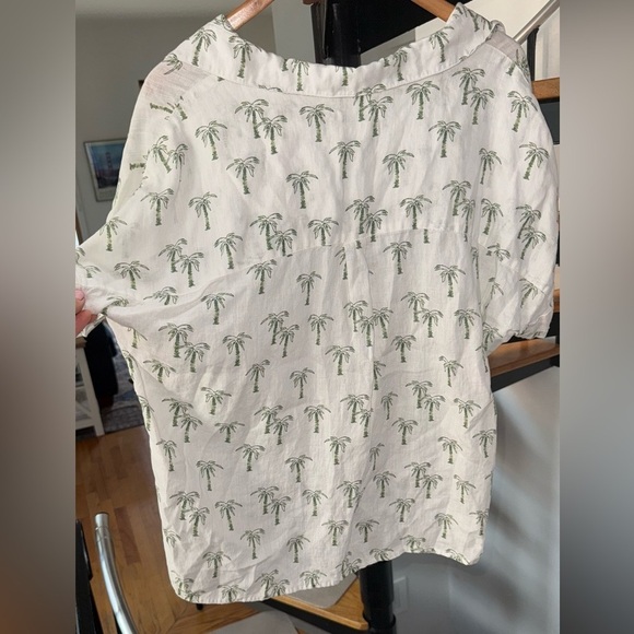 C & C California 100% Linen Palm Trees Button Down Collared Shirt Size XL - Picture 2 of 5